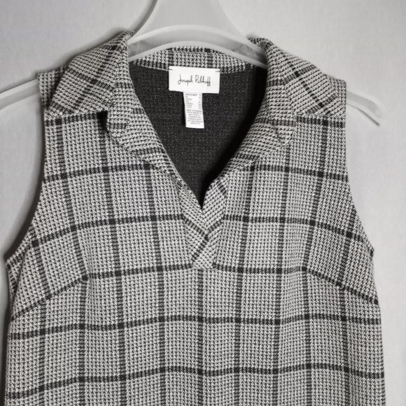 Joseph Ribkoff Women's Black/White Check Sleeveless V-Neck Shift Dress Size 8 - Picture 4 of 7